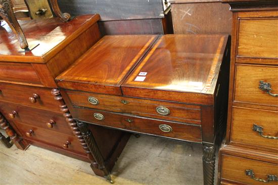 Early 19th Century crossbanded mahogany dressing table, now drinks cabinet(-)